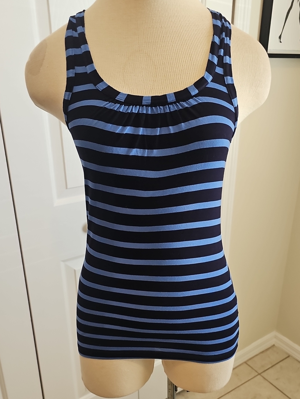 Ted Baker Navy and Light Blue Striped Scoop Tank By TED BAKER. razer Back. Sz 0